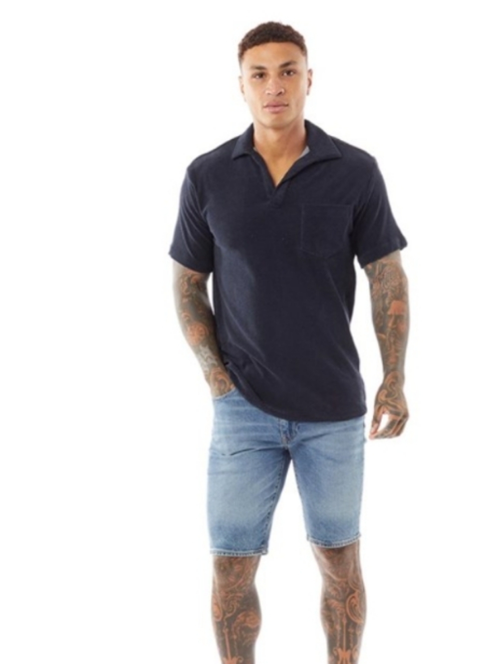 Selected Homme Mens Terry Short Sleeve Polo Shirt Sky Captain